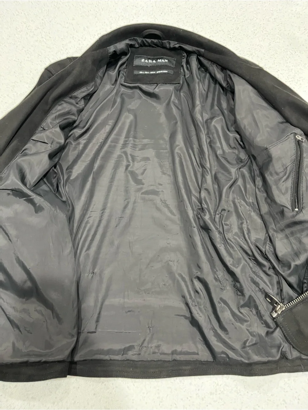 Zara Ultra Suede Mens Rider Motorcycle Jacket Black Size Large